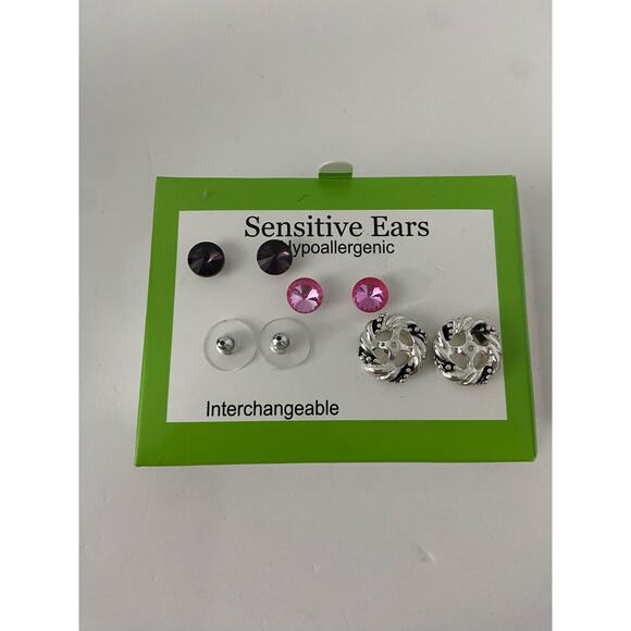 Sensitive ears earring set silver tone - Picture 1 of 4